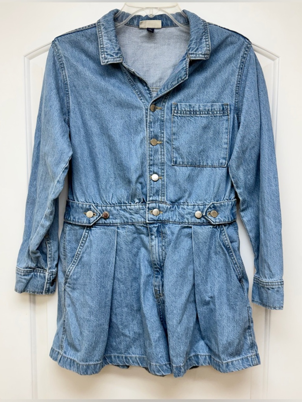 119: Universal Thread Light Blue Denim Jumpsuit Romper - Size 12